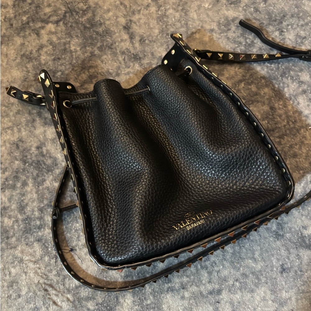 Valentino Black Studded Leather Shoulder Bag